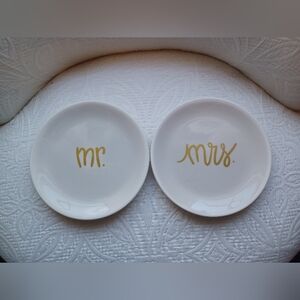 Coton Colors By Laura Johnson Mr Mrs Trinket Dish Plate Wedding Gift White Gold